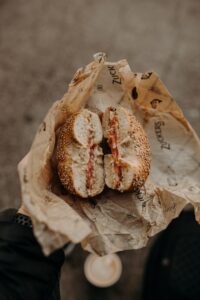 Bagel in hand