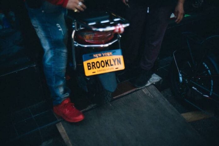 Photo of Brooklyn license plate on the back of a motorcycle
