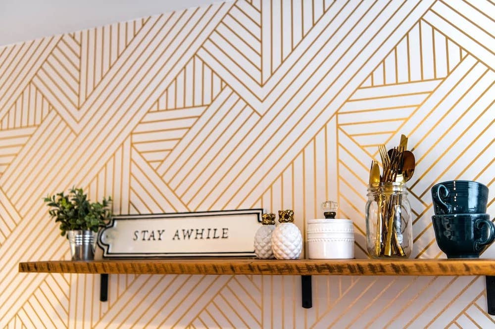 Closeup of shelving in a home