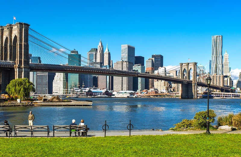 View of Brooklyn Bridge and New York City Skyline