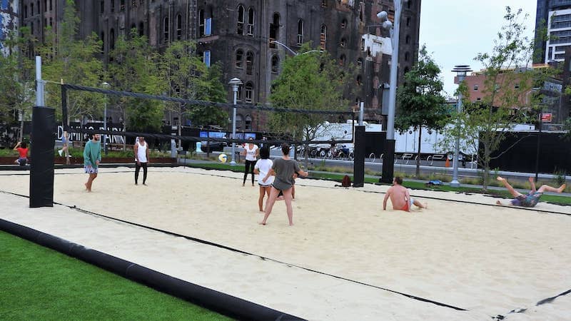 Volleyball Courts with players at Domino Park