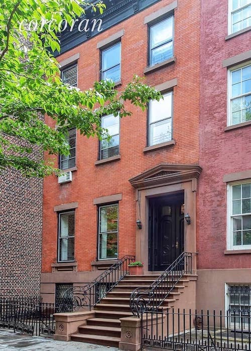 Building facade of brownstone building at 169 Hicks Street