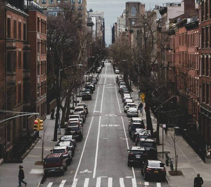 Streets of New York with cars parked on the sides