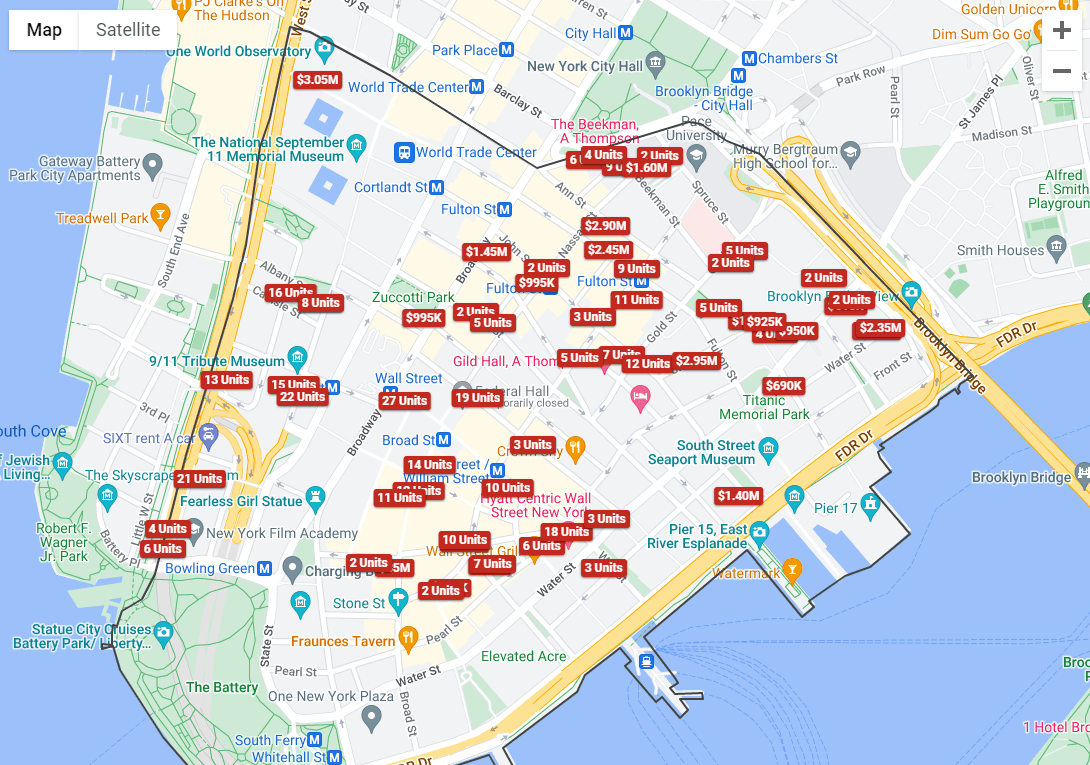 Map of the Financial District boundaries