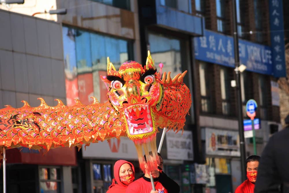 Dragon dance celebration at Flushing, Queens