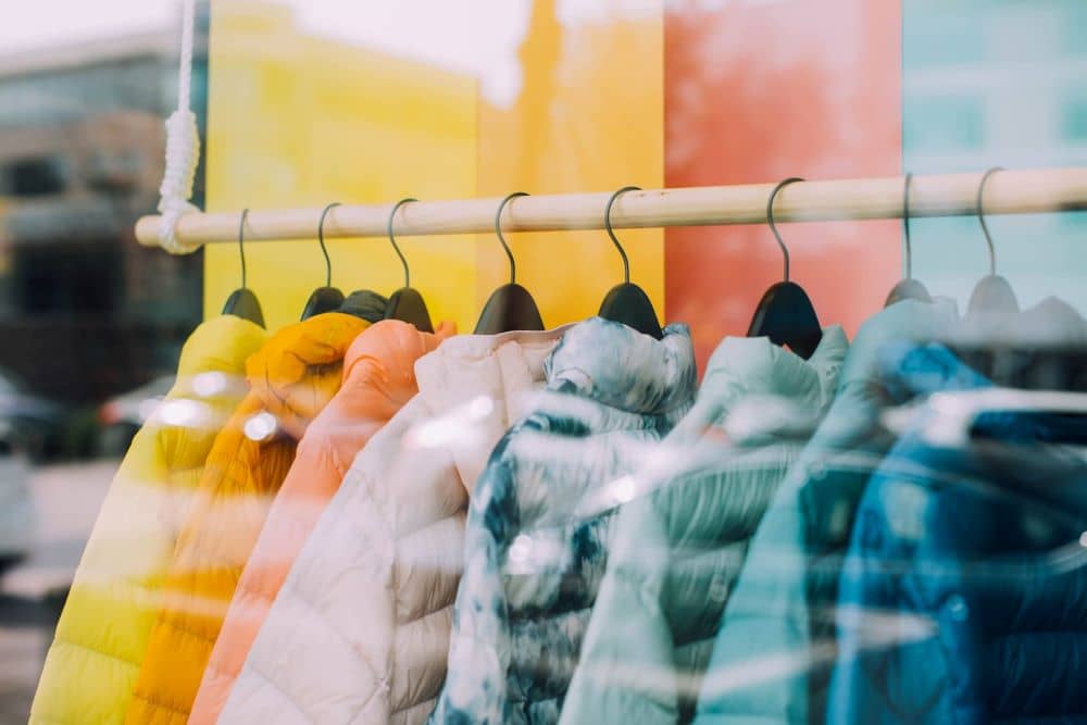 Rack of colorful jackets